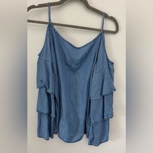 INC International Concepts Light Blue shoulder cutout tank Top